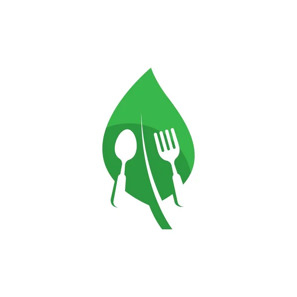 Simbolo Vettoriale Logo Cibo Vegetariano — Vettoriale Stock