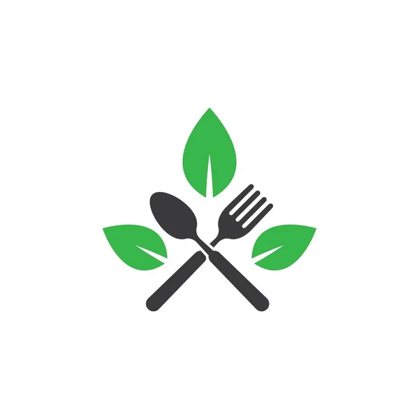 Vegetariano Alimento Logotipo Plantilla Vector Icono — Vector de stock