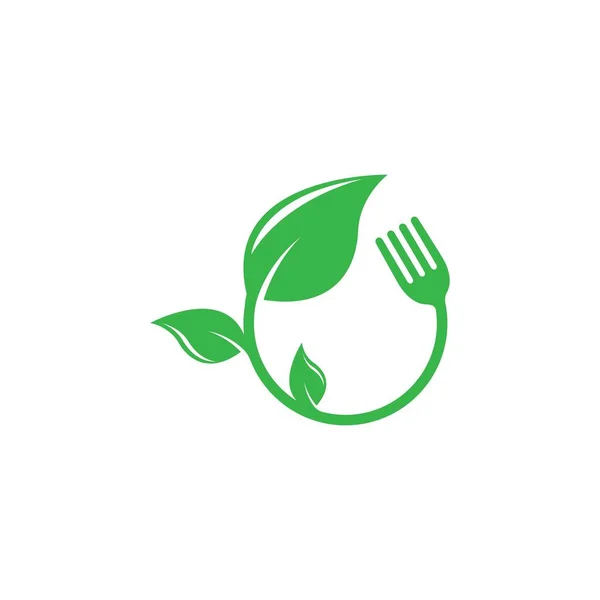 Vegetariano Logotipo Comida Ícone Vetor Modelo — Vetor de Stock