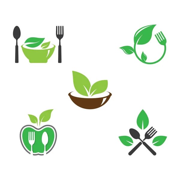 Modèle Logo Alimentaire Végétarien Icône Vectorielle — Image vectorielle
