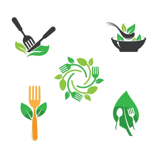 Modèle Logo Alimentaire Végétarien Icône Vectorielle — Image vectorielle
