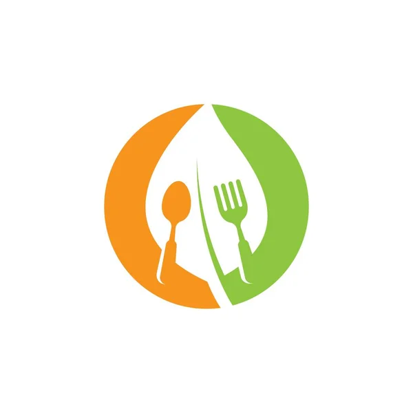 Vegetariano Alimento Logotipo Plantilla Vector Icono — Vector de stock