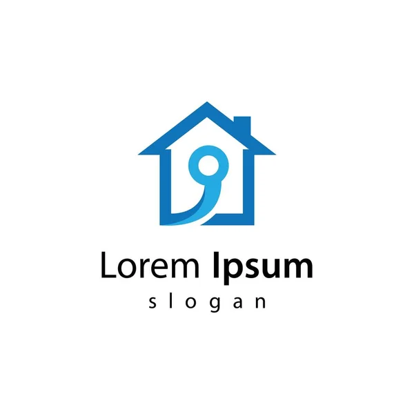 House Tech Logo Resim Çizimi Tasarımı — Stok Vektör