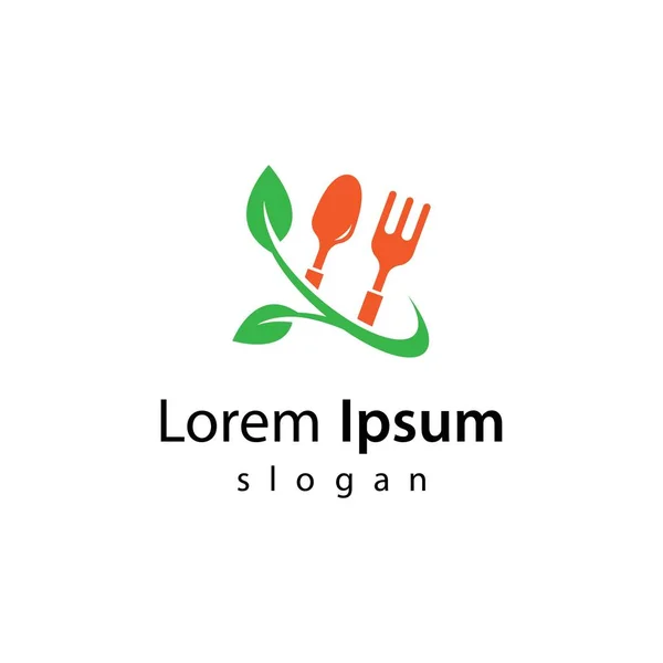 Vegetariano Logotipo Comida Imagens Ilustração Design —  Vetores de Stock