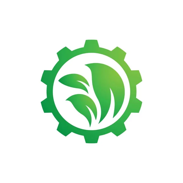 Natural Gear Logo Design Illustration — Stock Vector