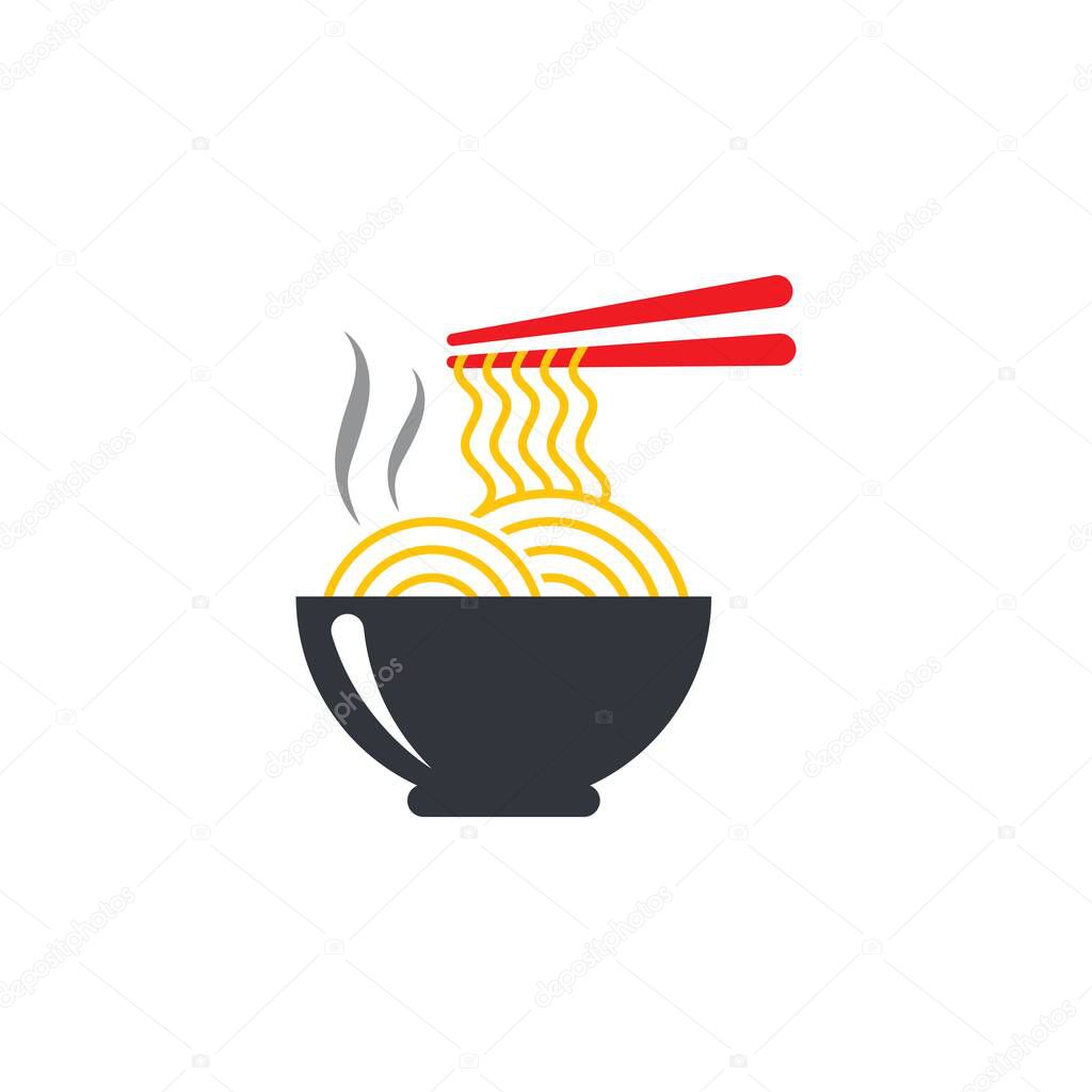 Hot noodle logo vector icon design