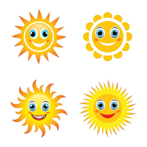 Sun Smile Emoticon Logo Images Illustration Design — Stock Vector