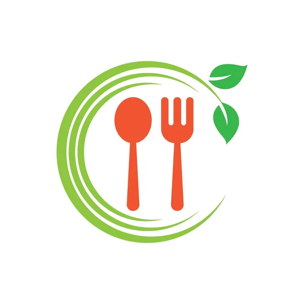 Vegetariano Logotipo Comida Imagens Ilustração Design — Vetor de Stock