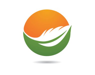 Yeşil yapraklı ekoloji doğa element ikonu logoları