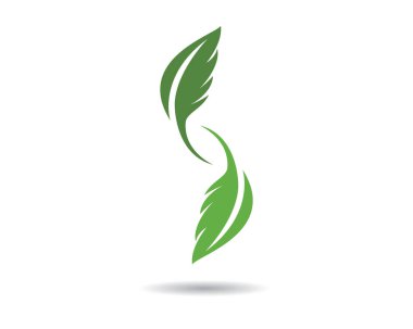Yeşil yapraklı ekoloji doğa element ikonu logoları