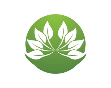 Yeşil yapraklı ekoloji doğa element ikonu logoları