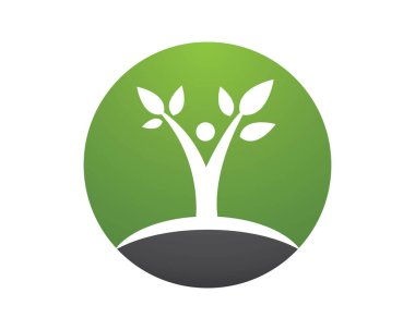 Yeşil yapraklı ekoloji doğa element ikonu logoları