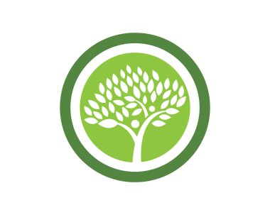 Yeşil yapraklı ekoloji doğa element ikonu logoları