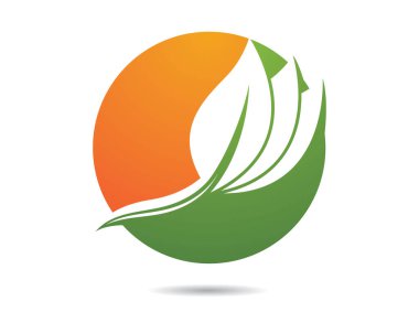 Yeşil yapraklı ekoloji doğa element ikonu logoları