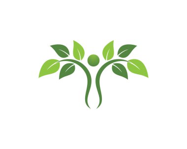 Yeşil yapraklı ekoloji doğa element ikonu logoları