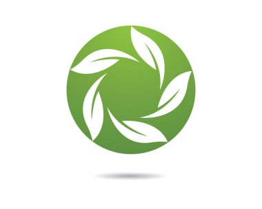 Yeşil yapraklı ekoloji doğa element ikonu logoları