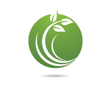 Yeşil yapraklı ekoloji doğa element ikonu logoları