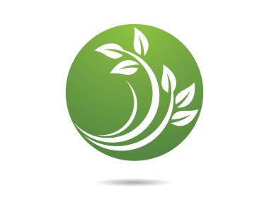 Yeşil yapraklı ekoloji doğa element ikonu logoları
