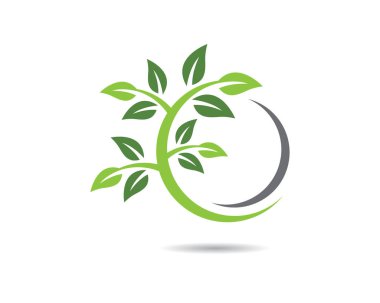 Yeşil yapraklı ekoloji doğa element ikonu logoları