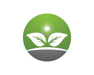 Yeşil yapraklı ekoloji doğa element ikonu logoları