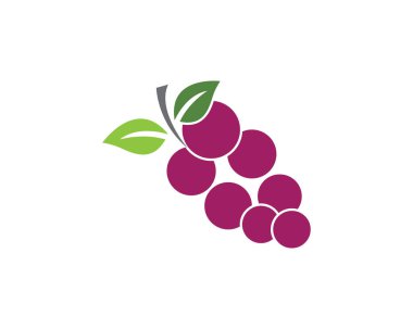 Gıda uygulamaları ve web siteleri için yaprak simgesi ile bir demet şarap üzümü