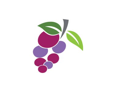 Gıda uygulamaları ve web siteleri için yaprak simgesi ile bir demet şarap üzümü