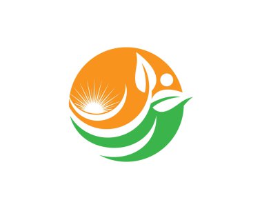 Yeşil yapraklı ekoloji doğa element ikonu logoları