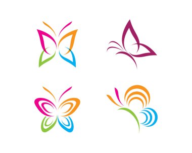 Kelebek logosu vektör ikonu çizimi tasarımı