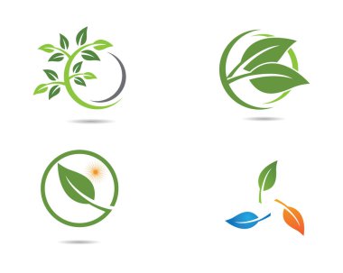 Yeşil yapraklı ekoloji doğa element ikonu logoları