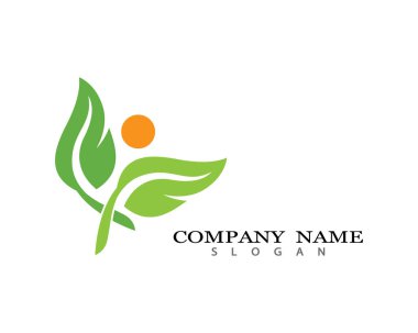 Yeşil yapraklı ekoloji doğa element ikonu logoları