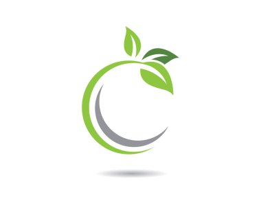 Yeşil yapraklı ekoloji doğa element ikonu logoları