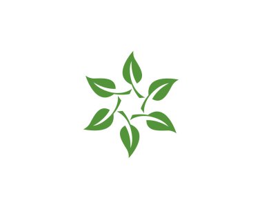 Yeşil yapraklı ekoloji doğa element ikonu logoları
