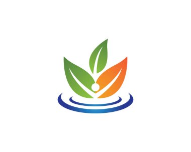 Yeşil yapraklı ekoloji doğa element ikonu logoları