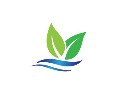 Yeşil yapraklı ekoloji doğa element ikonu logoları