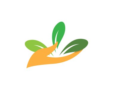 Yeşil yapraklı ekoloji doğa element ikonu logoları