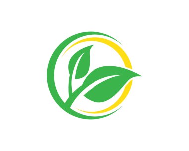 Yeşil yapraklı ekoloji doğa element ikonu logoları