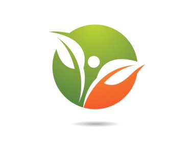 Yeşil yapraklı ekoloji doğa element ikonu logoları