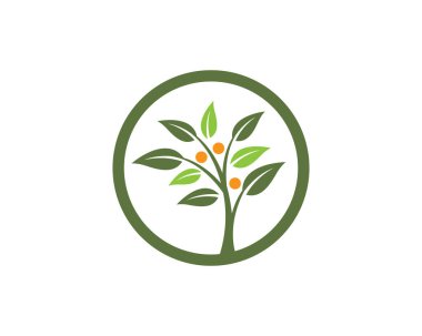Yeşil yapraklı ekoloji doğa element ikonu logoları