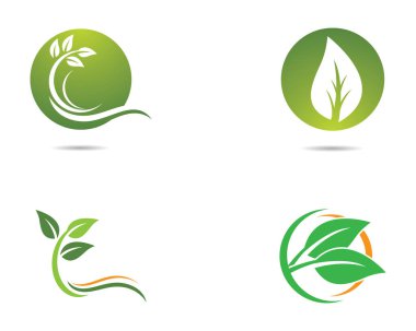 Yeşil yapraklı ekoloji doğa element ikonu logoları