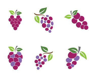 Gıda uygulamaları ve web siteleri için yaprak simgesi ile bir demet şarap üzümü
