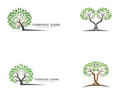 Yeşil yapraklı ekoloji doğa element ikonu logoları