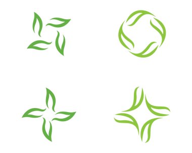 Yeşil yapraklı ekoloji doğa element ikonu logoları