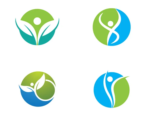 Vida Saudável Modelo Logotipo Ícone Vetor Ilustração Design — Vetor de Stock