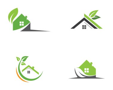 Yeşil yapraklı ekoloji doğa element ikonu logoları