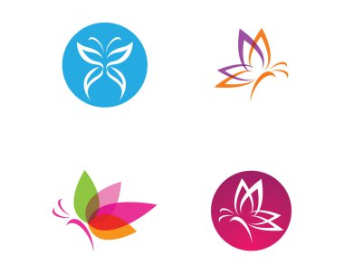 Kelebek logosu vektör ikonu çizimi tasarımı