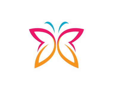 Kelebek logosu vektör ikonu çizimi tasarımı