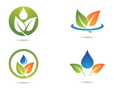 Yeşil yapraklı ekoloji doğa element ikonu logoları
