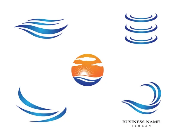 Water Wave Logo Vector Icon Illustration Design — Stock Vector