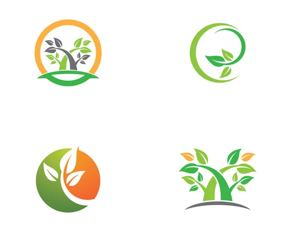 Logos Foglia Verde Ecologia Elemento Natura Icona Vettoriale — Vettoriale Stock