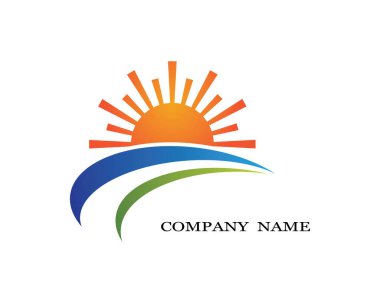 Ufuk üzerinde Vektör Simgesi Şablonu Güneşi